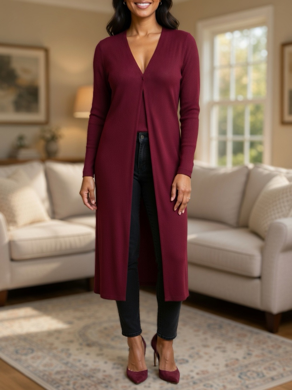 EKOUAER OPEN FRONT LONG, MAXI DUSTER CARDIGAN